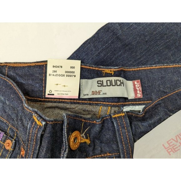 Vintage Y2K Levi's 504 Slouch Jeans Re-Issued Distressed Embroidery Size 7 New - Picture 9 of 11